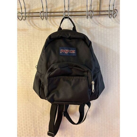 JanSport mini backpack bag black 2 zippers 12x11" - Picture 1 of 4